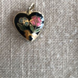 Black enamel set with color flowers